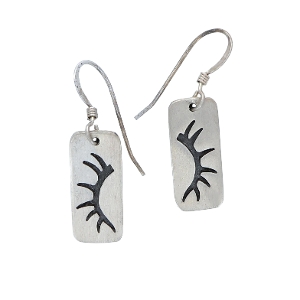 Sterling Silver Plaque Elk Antler Earrings